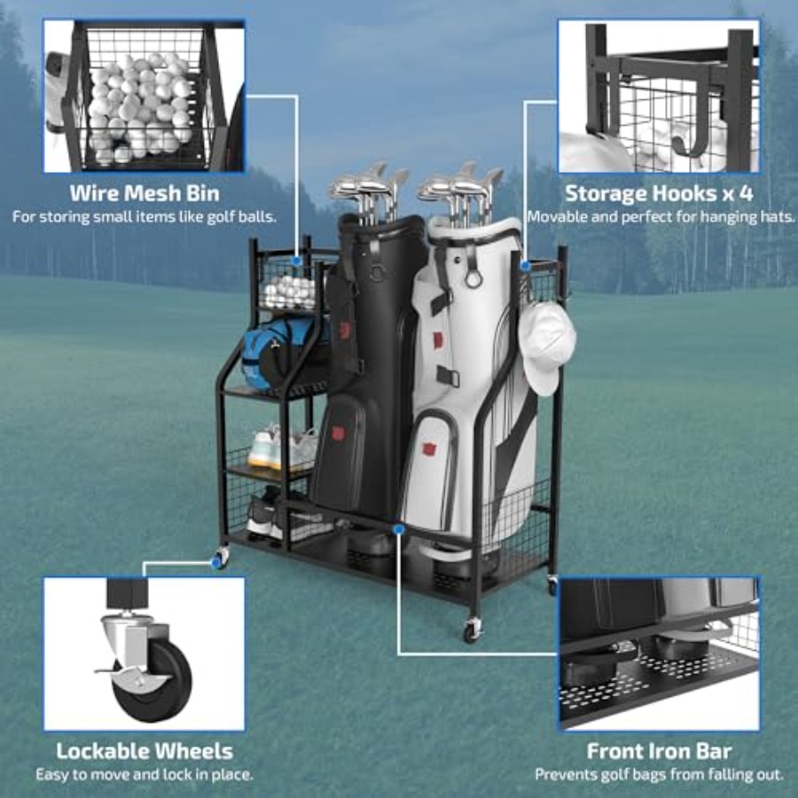 Golf Bag Storage Garage Organi - Golf Equipment Bag ulasan dan harga