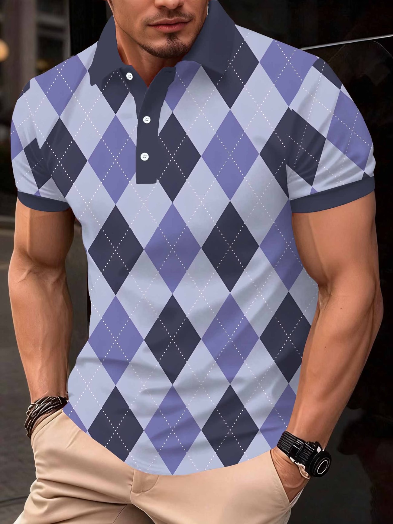 Men's Argyle Golf Polo Shirt S - Golf Equipment Rental ulasan dan harga