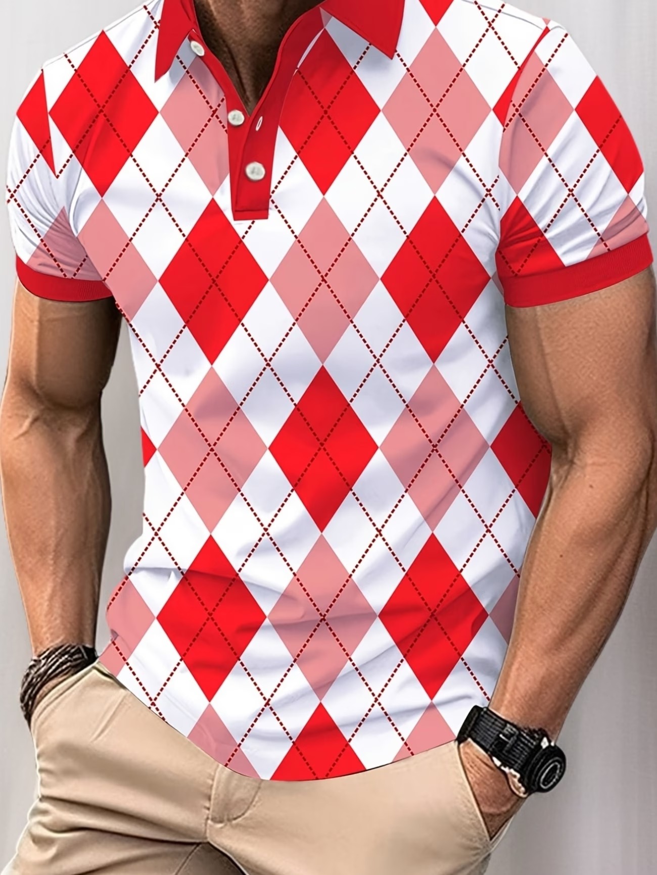 Men's Argyle Golf Polo Shirt S - Golf Equipment Rental ulasan dan harga